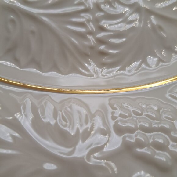 Lenox USA 24K Gold Trim Off White Embossed Grapes 12 3/4" Chop Plate Platter - Picture 6 of 12